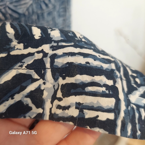 Clio 100% Silk Wide Leg Blue White Print Pull On Pant Sz M - Picture 9 of 16